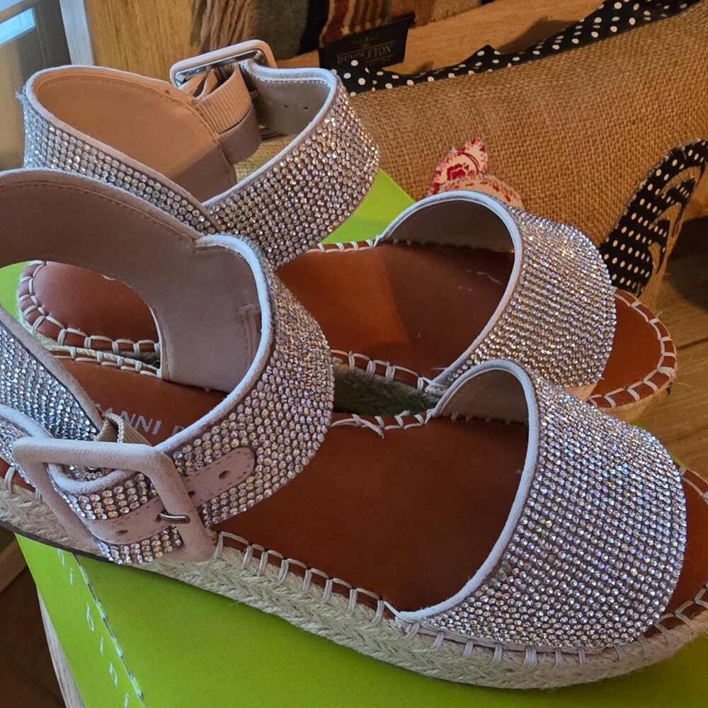 Gianni Bini Silver Rhinestone Espadrilles - Picture 5 of 9